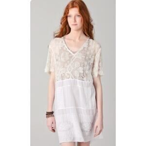 Burning Torch S Ivory White Lace Sheer Embroidered Tunic Dress